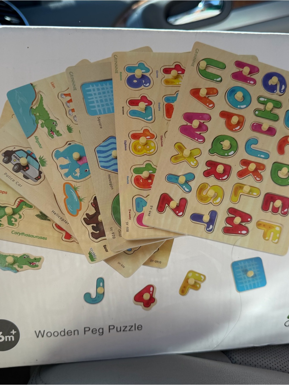 Wooden Peg Puzzle Alphabet & Shapes - Colorful Learning Set
